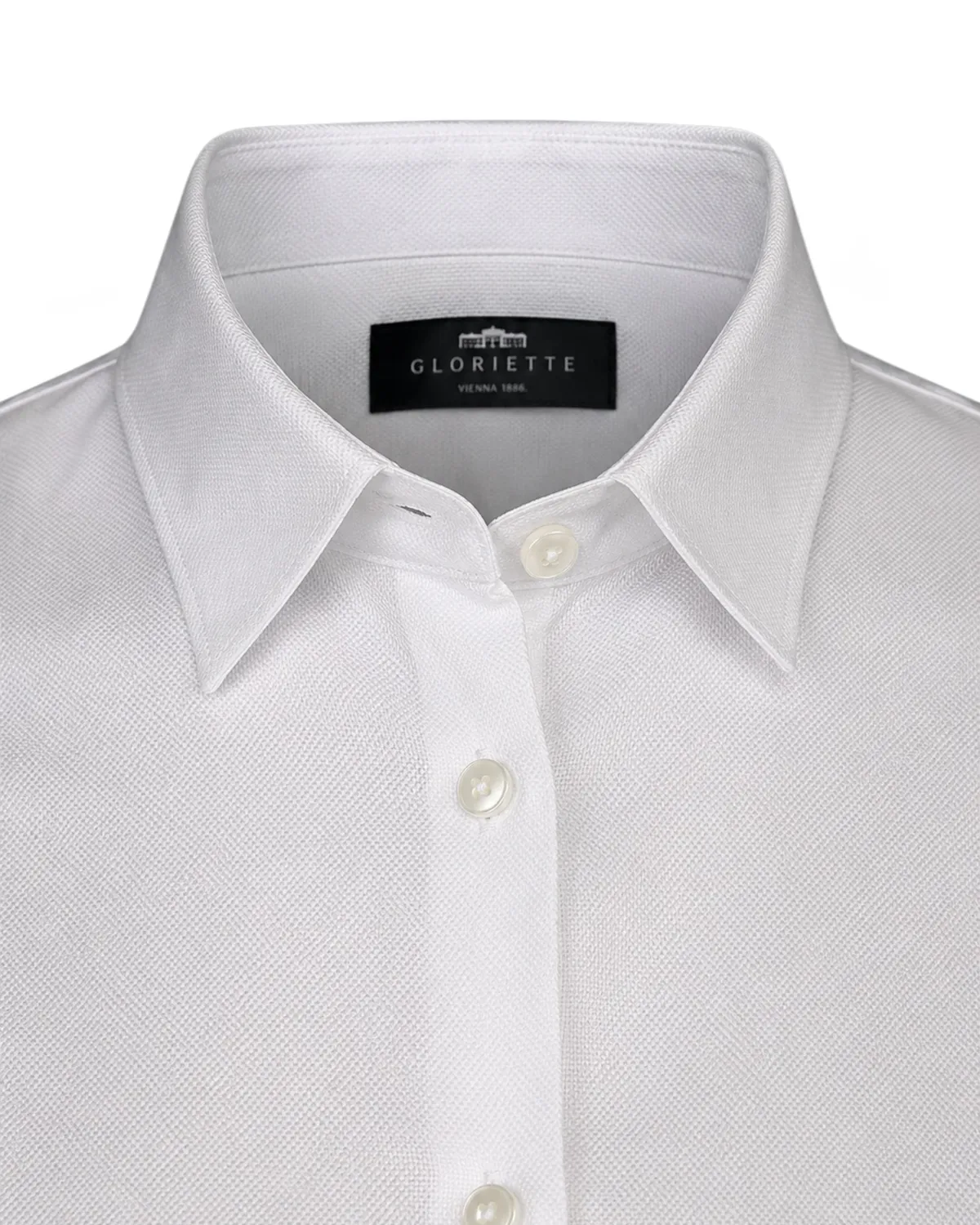 Gloriette Perl-Oxford Bluse Damen Langarm Weiß Baumwolle