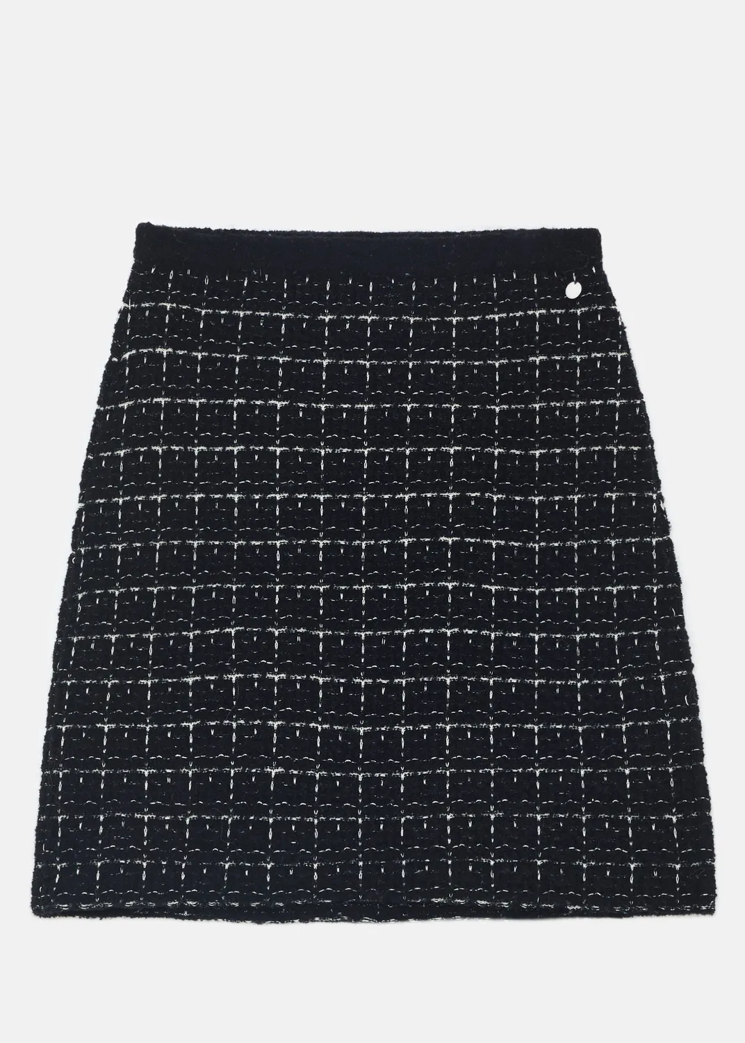 Senatex Minirock Bouclé Wolle-Kaschmir Black Combo Karo