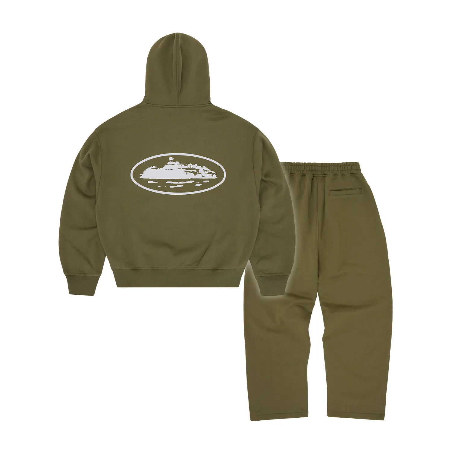 Corteiz Island Puff Tracksuit Olive 2-teilig Fleece