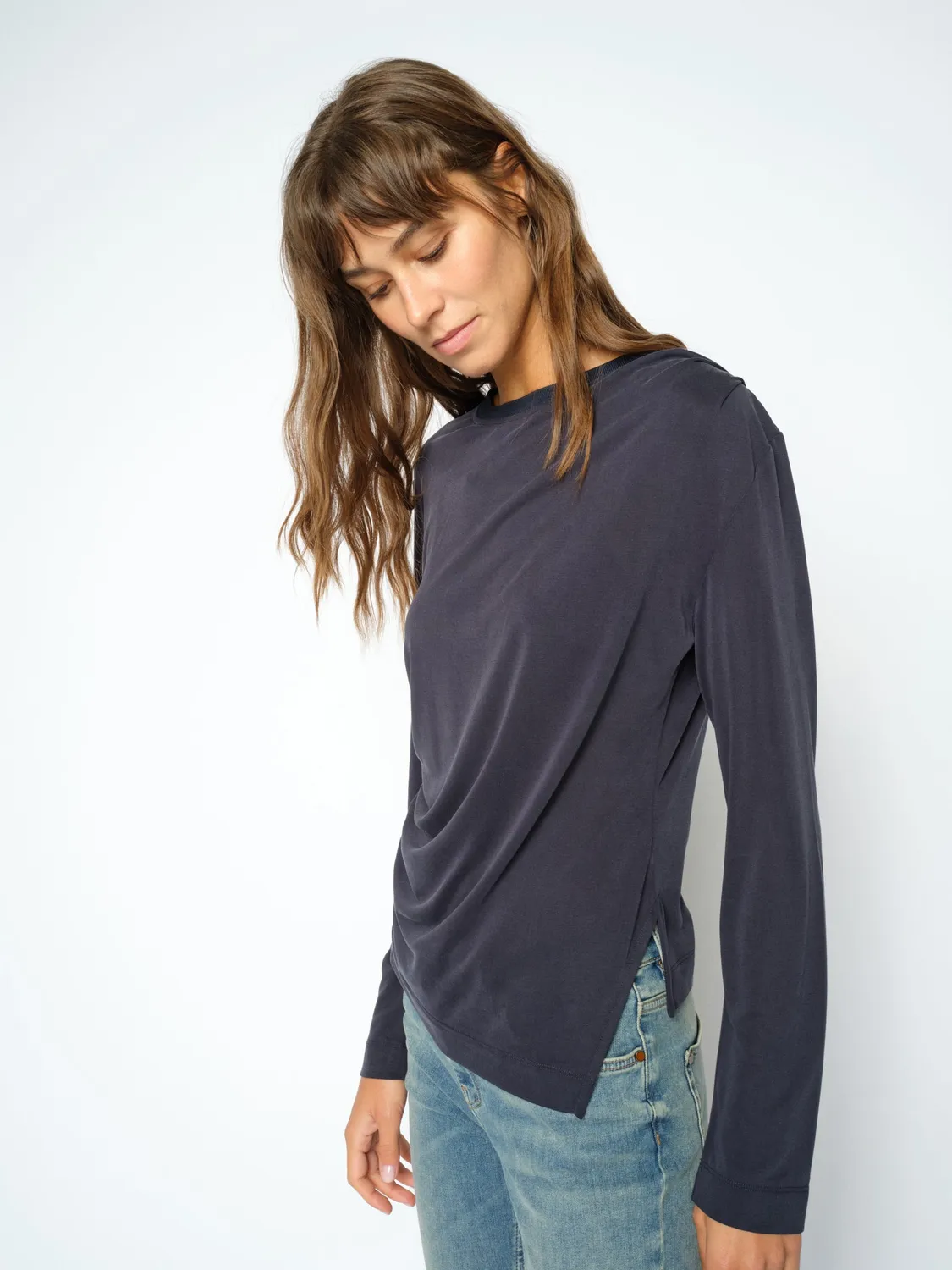 Mos Mosh MMAmi Draped Langarmshirt Delicioso Modal figurbetont