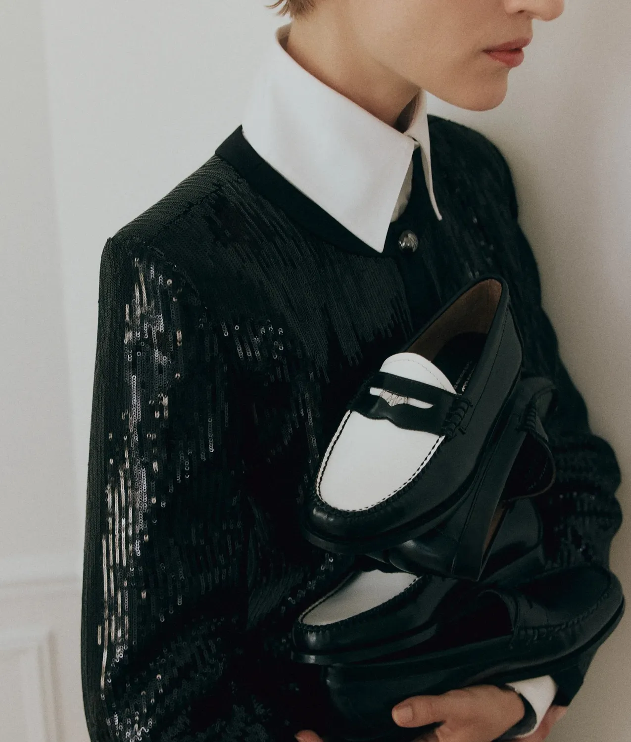 Karl Lagerfeld x Bass Penny Loafer Leder Schwarz-Weiß