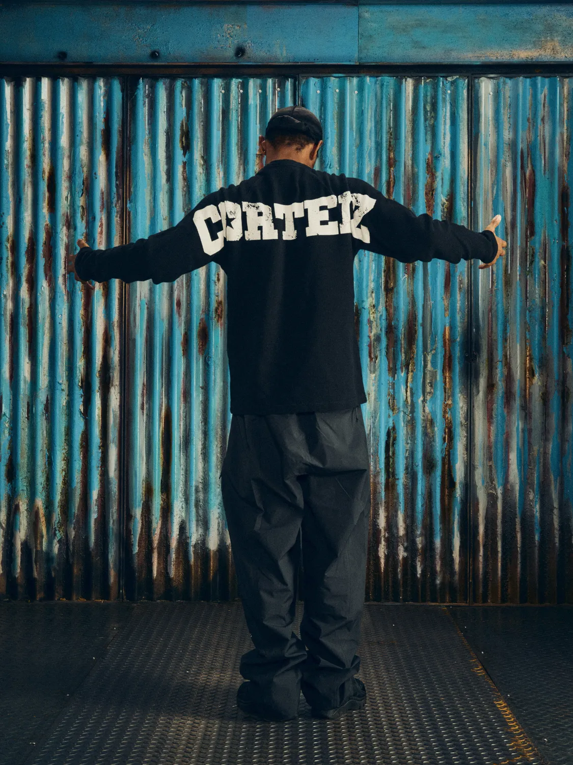 Corteiz Star Raglan Waffle Thermal Schwarz Jersey