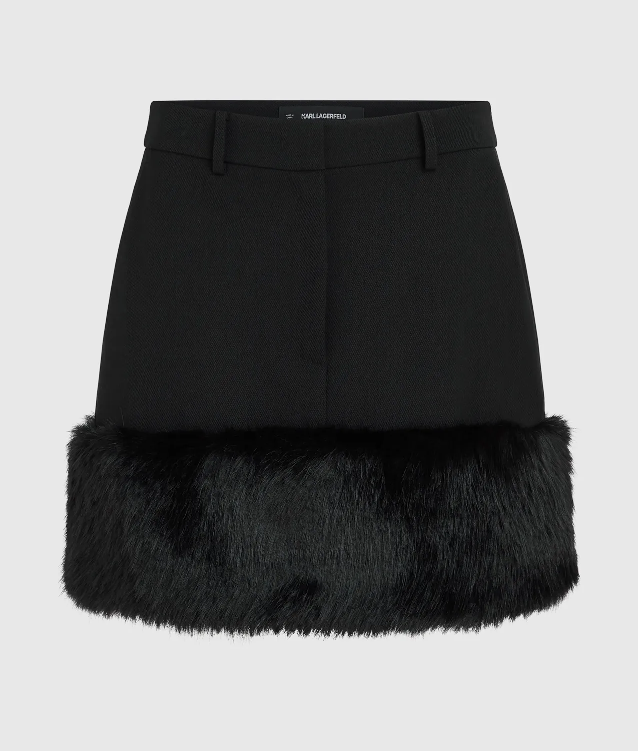 Karl Lagerfeld Minirock Wolle Kunstfell Gr. 0-10