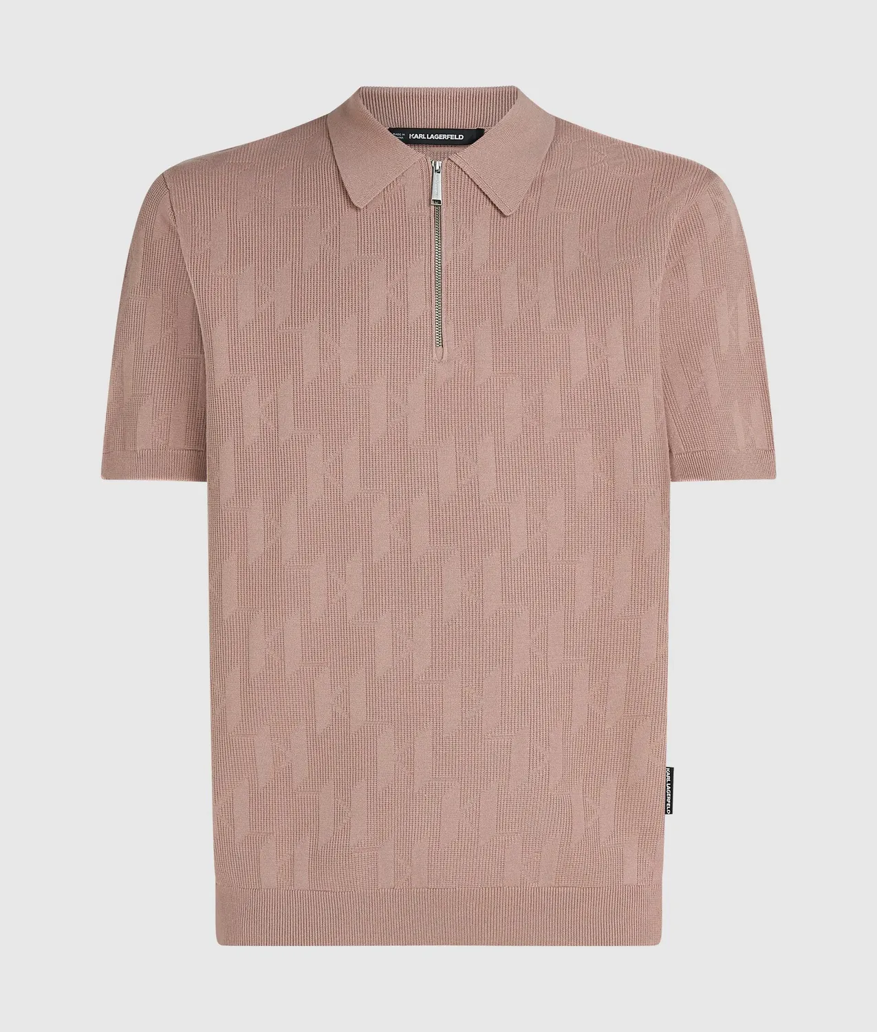 Karl Lagerfeld Monogram Zip-Up Poloshirt Jacquard Reverskragen
