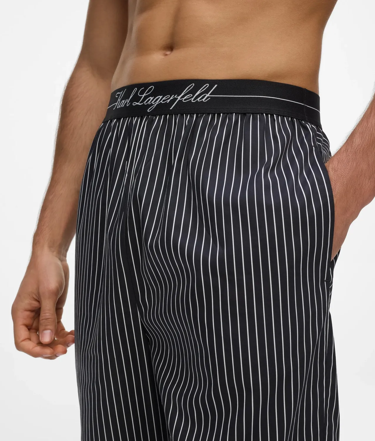 Karl Lagerfeld Pinstripe Pyjama-Set Nadelstreifen Baumwolle