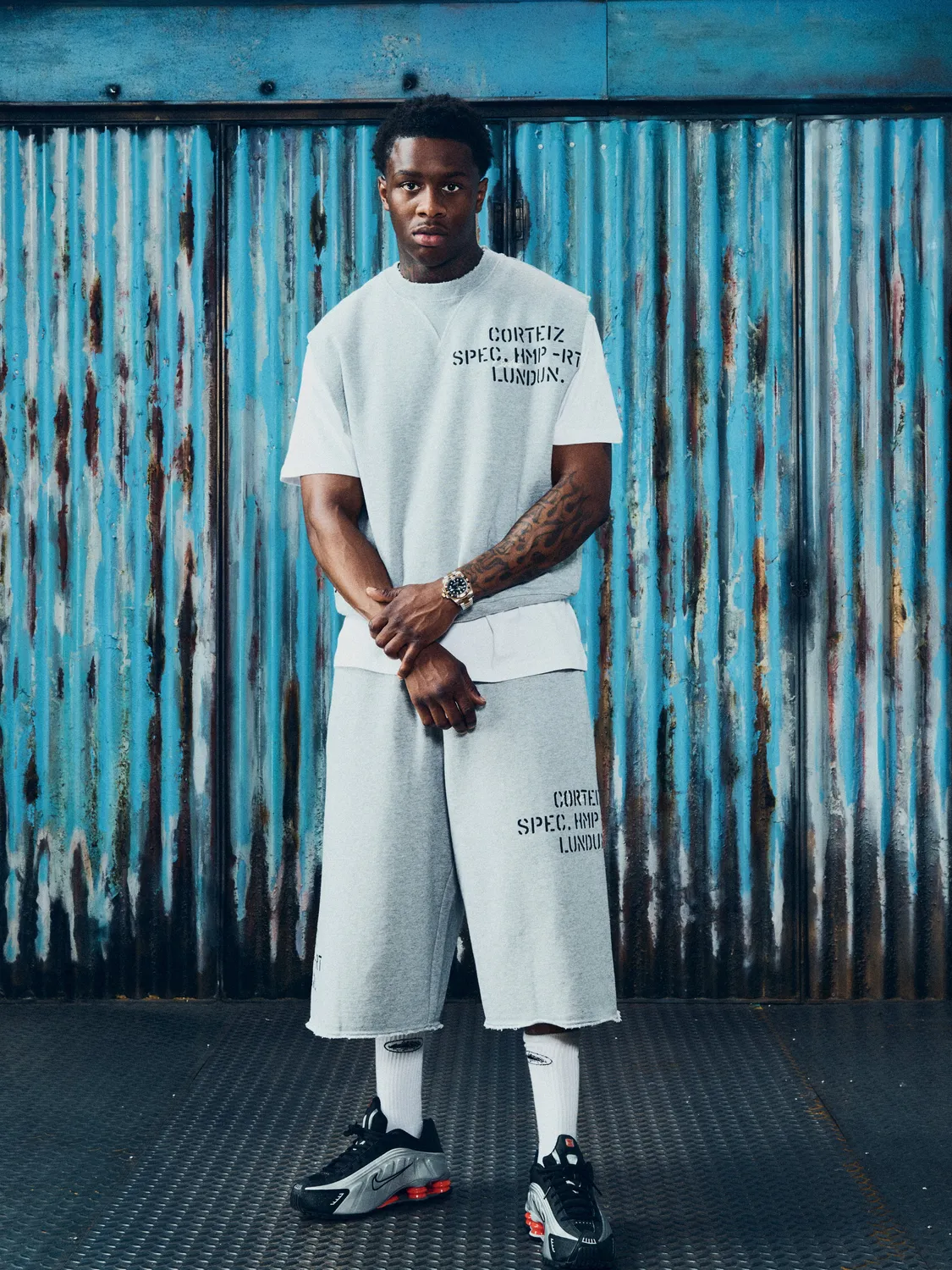 Corteiz HMP Stencil Sweatshort Heather Grey Fleece