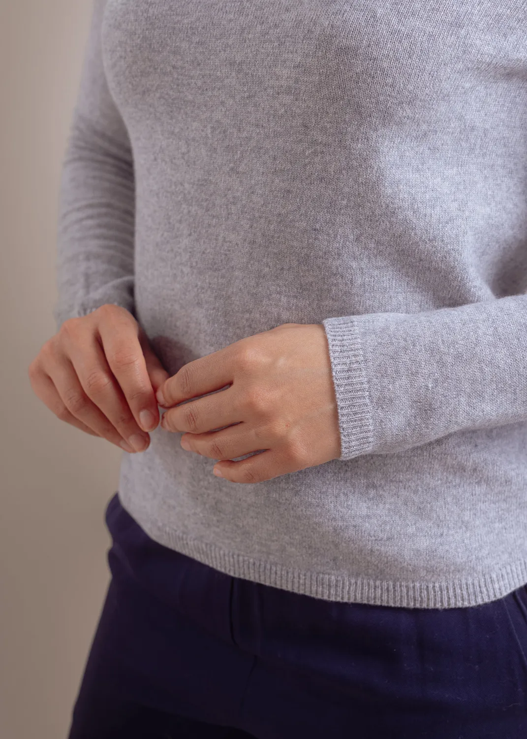 Senatex Feinstrick-Rollkragenpullover Merinowolle Silver