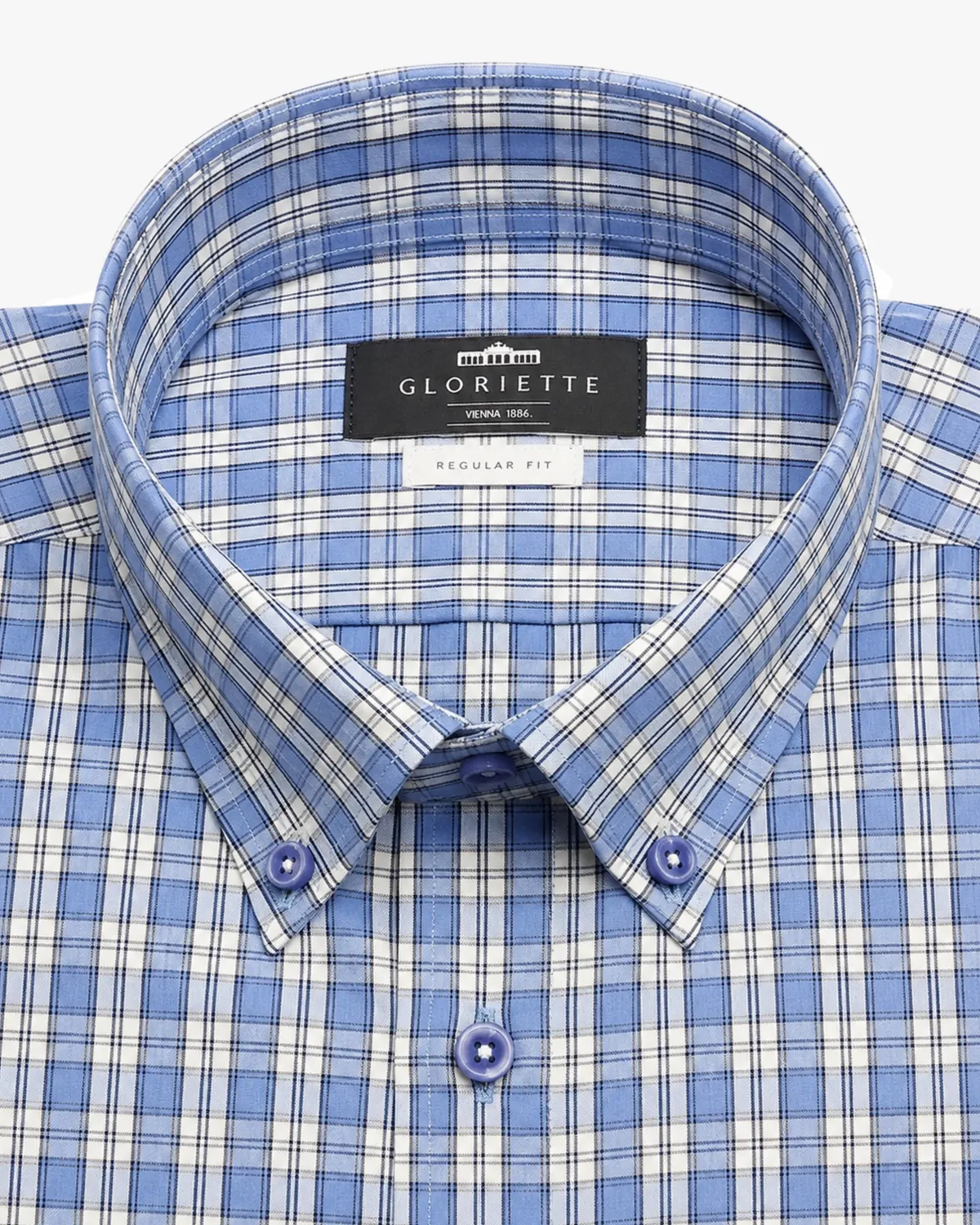 Gloriette Button-Down Karohemd Blau Regular Fit Kariert