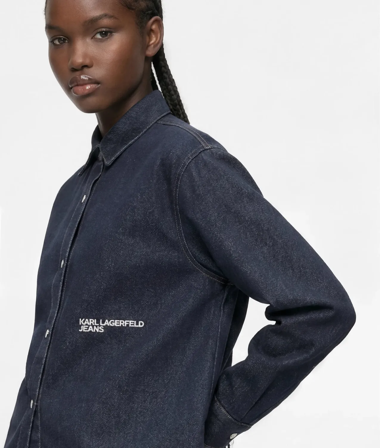 Karl Lagerfeld Jeans Boxy Jeanshemd Glitzer Druckknöpfe