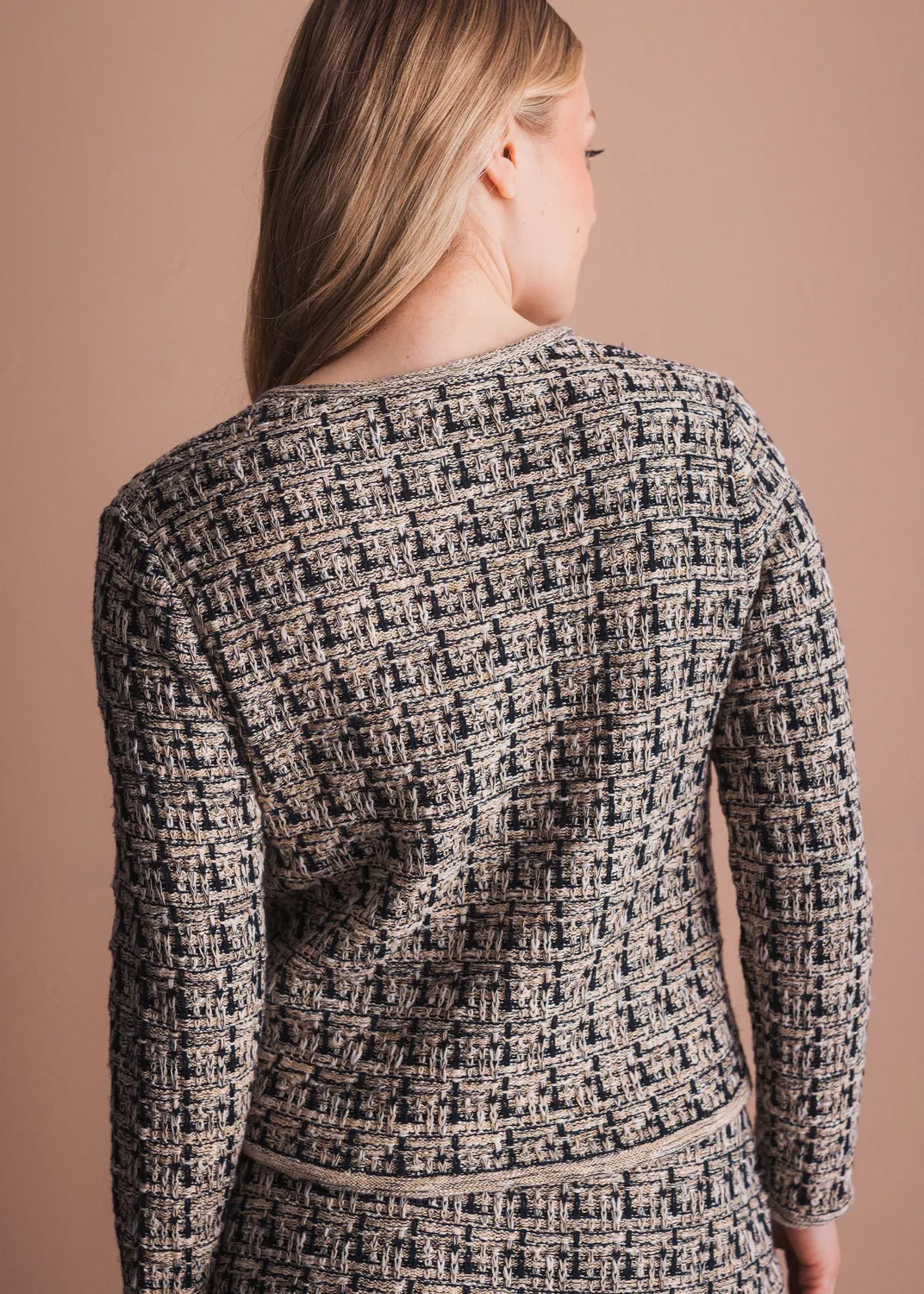 Senatex Bouclé-Jacke Tweed Navy Combo zeitlos