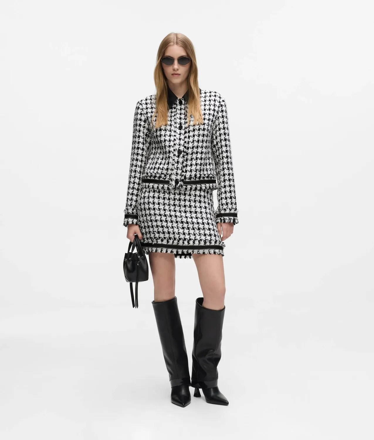Karl Lagerfeld Houndstooth Boucle Jacke Wolle