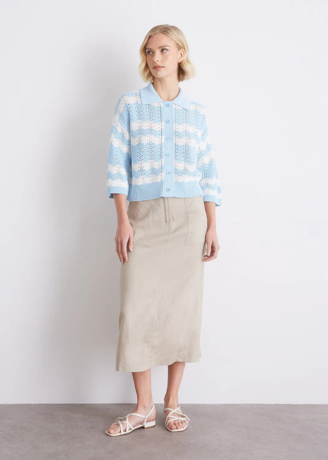 Senatex Strickcardigan Zickzack Indigo Combo Baumwolle