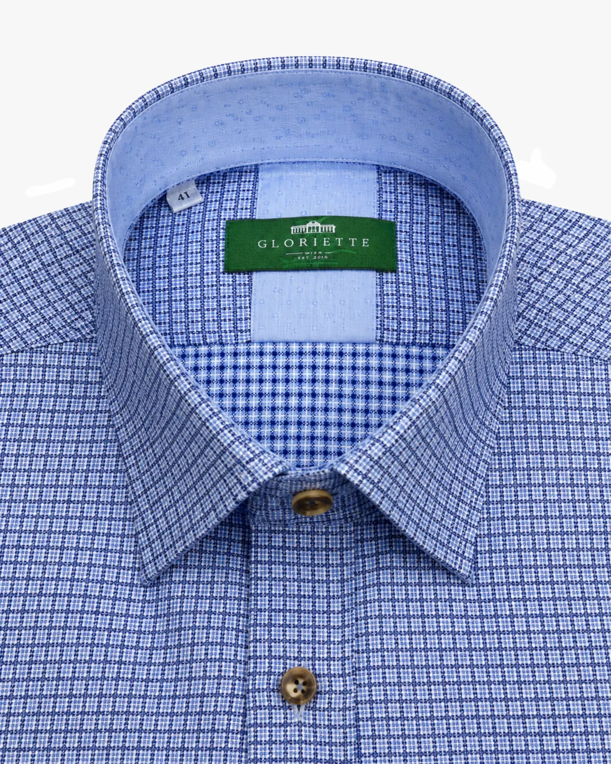 Gloriette Trachtenhemd Muster Blau Fashion Fit Baumwolle