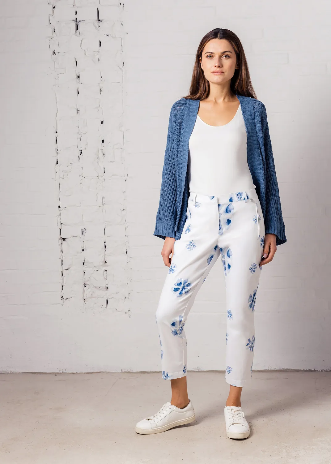 Senatex Slimfit 7/8 Hose Denim Flower Baumwoll-Mix
