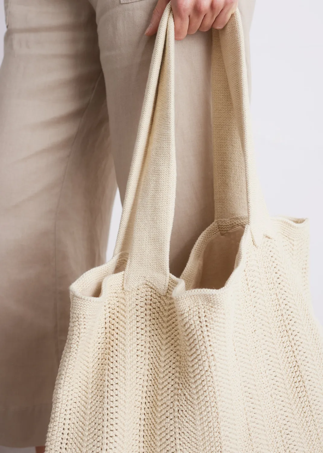 Senatex Stricktasche GOTS Baumwolle Tasche Beige Onesize