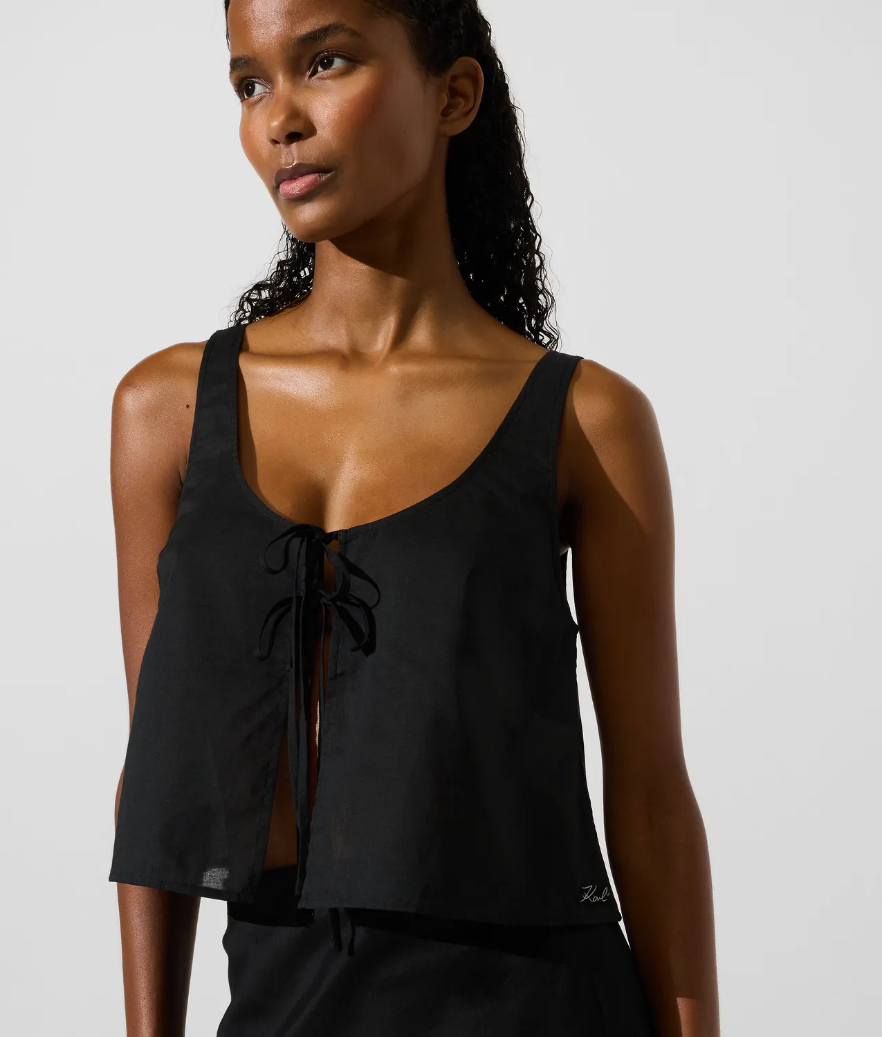 Karl Lagerfeld Tie-Front Beach Top aus Baumwolle
