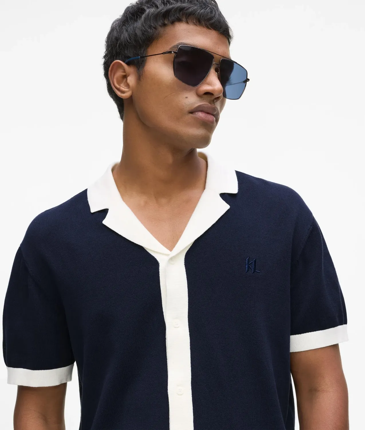 Karl Lagerfeld Monogram Poloshirt Strick Baumwolle Stick