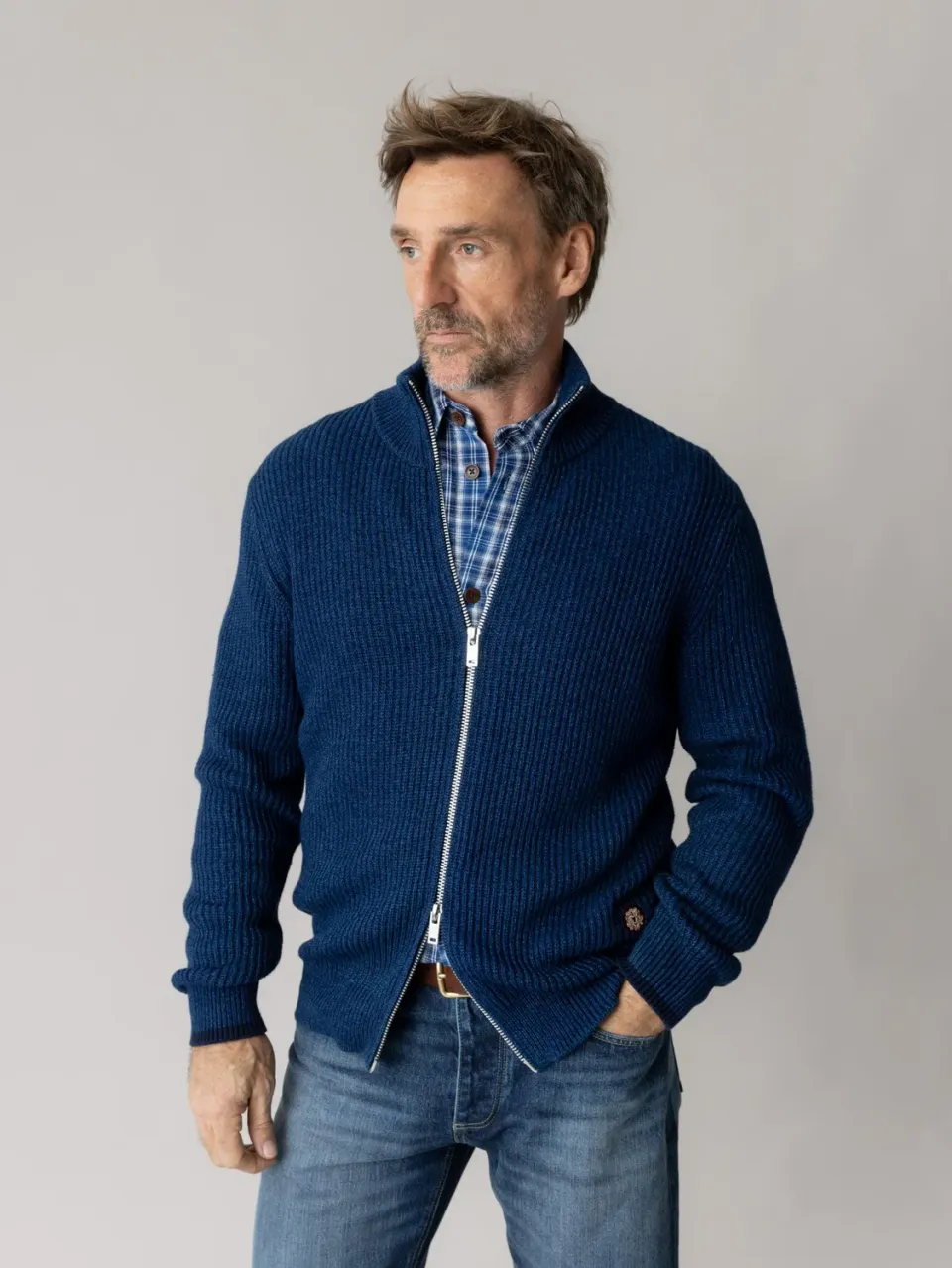 Mos Mosh MMGIan Indigo Zip Strickjacke Indigo Blue