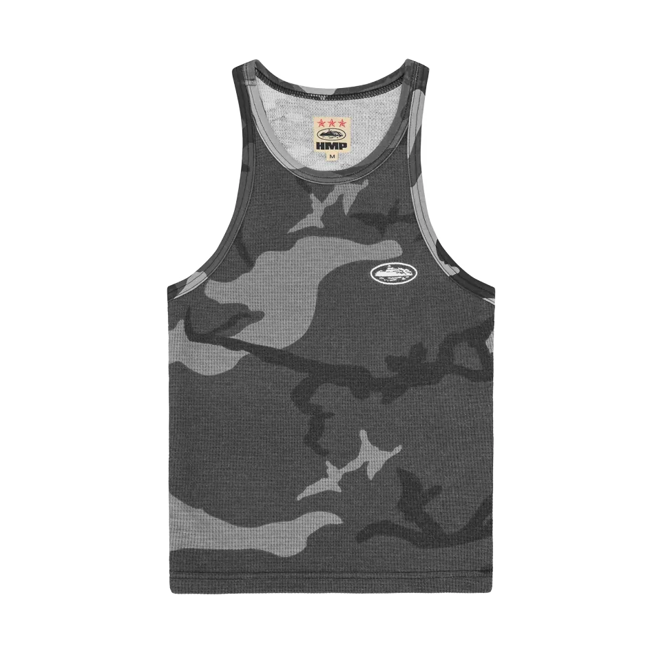 Corteiz Classic Tank Top Damen Schwarz Black Camo Waffle