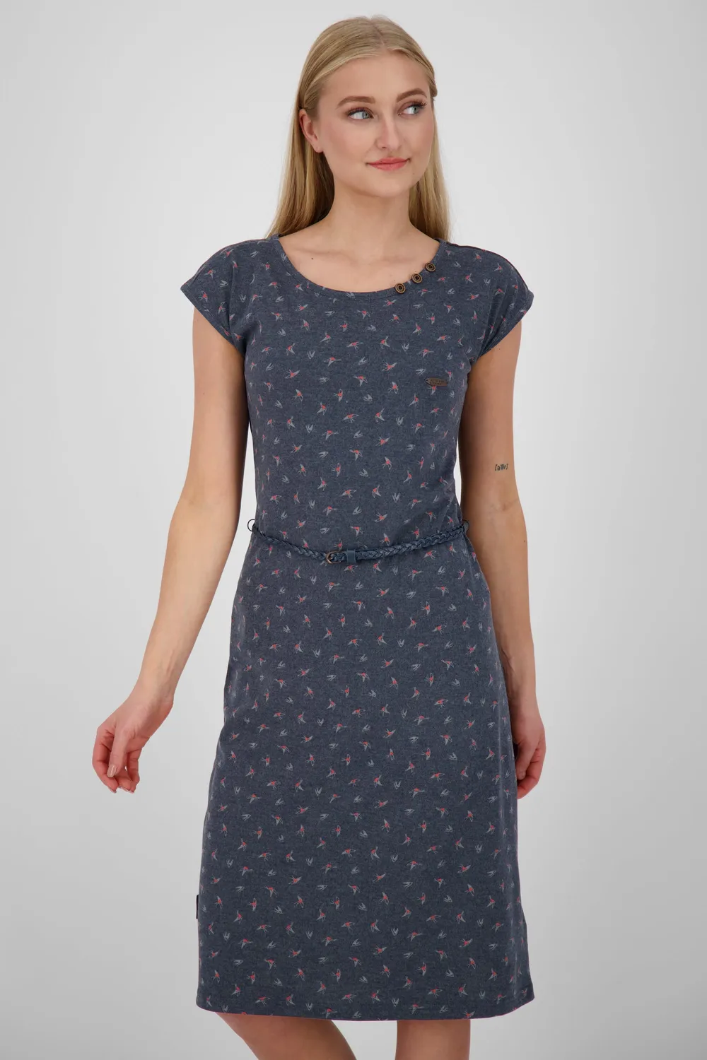 Alife & Kickin MelliAK Kleid Dunkelblau Print