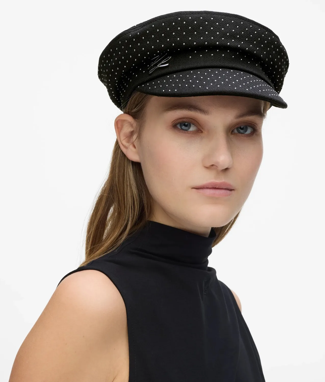 Karl Lagerfeld K/Autograph Studded Captain Cap Nieten schwarz