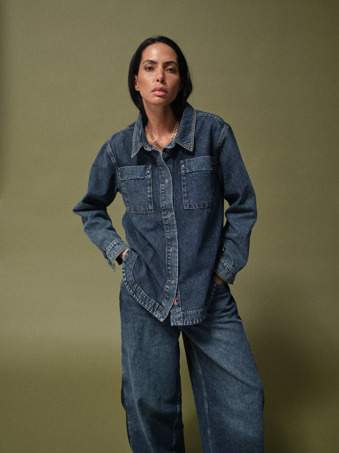 Mos Mosh MMHEcho Tales Shirt Jeanshemd Blue Denim Relaxed