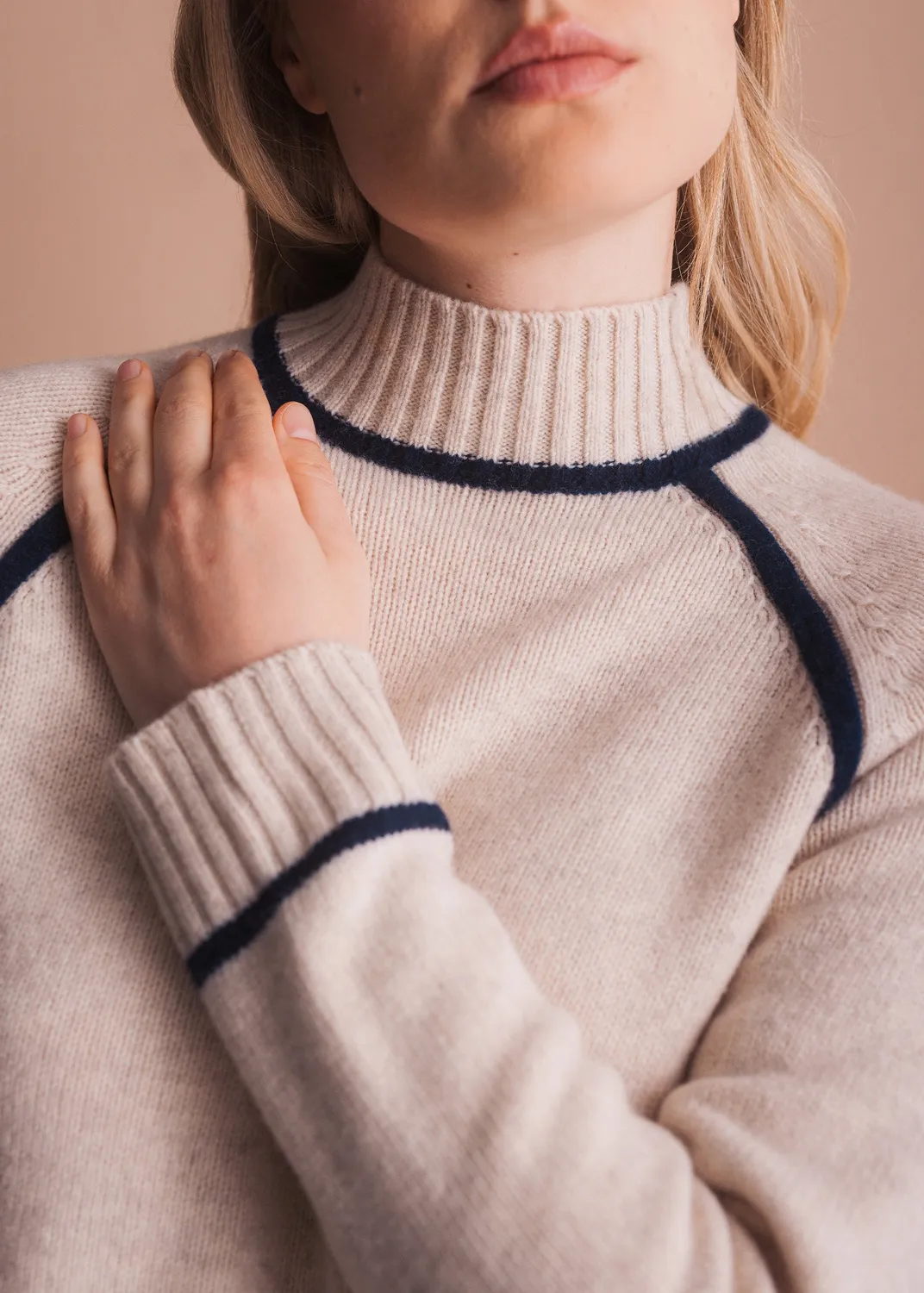 Senatex Rollkragen Pullover Merino Beige Combo