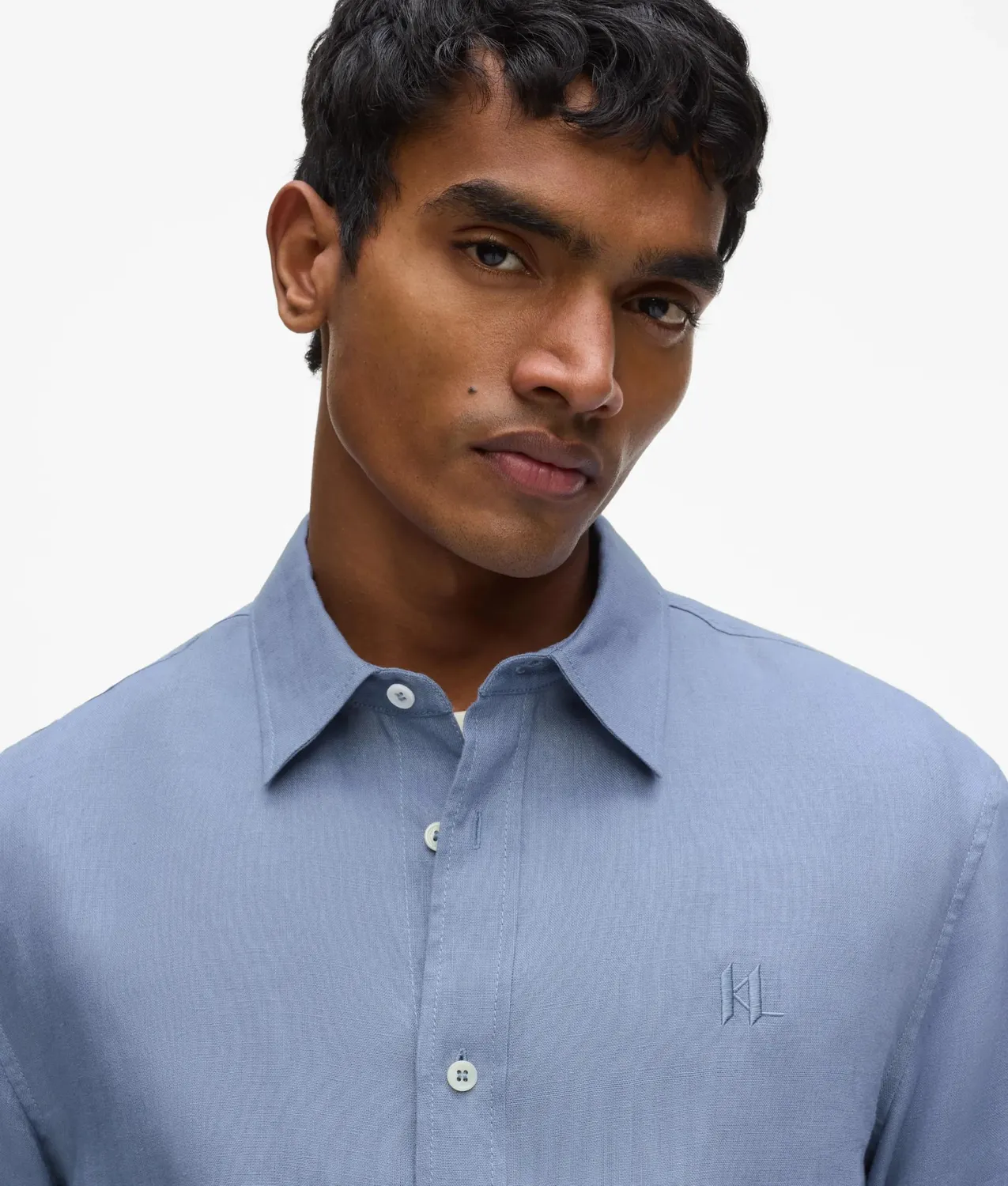 Karl Lagerfeld Monogram Leinenhemd Herren Langarm Sommer