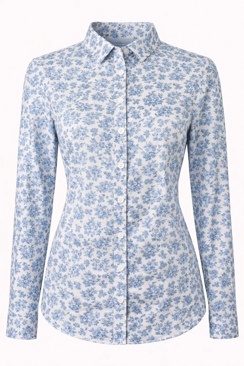 Gloriette Blaues Wild Rosen Trachtenbluse Blau-Weiß