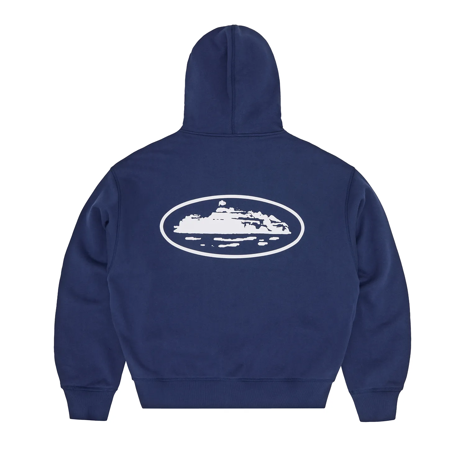 Corteiz Island Puff Print Zip Hoodie Navy Baumwolle