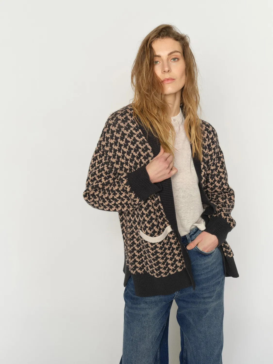 Mos Mosh Mind Indigo Strickjacke Blueberry gemustert