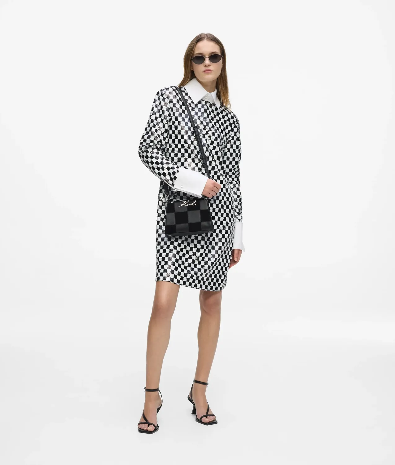 Karl Lagerfeld K/Signature Checkered Mini Tasche Leder