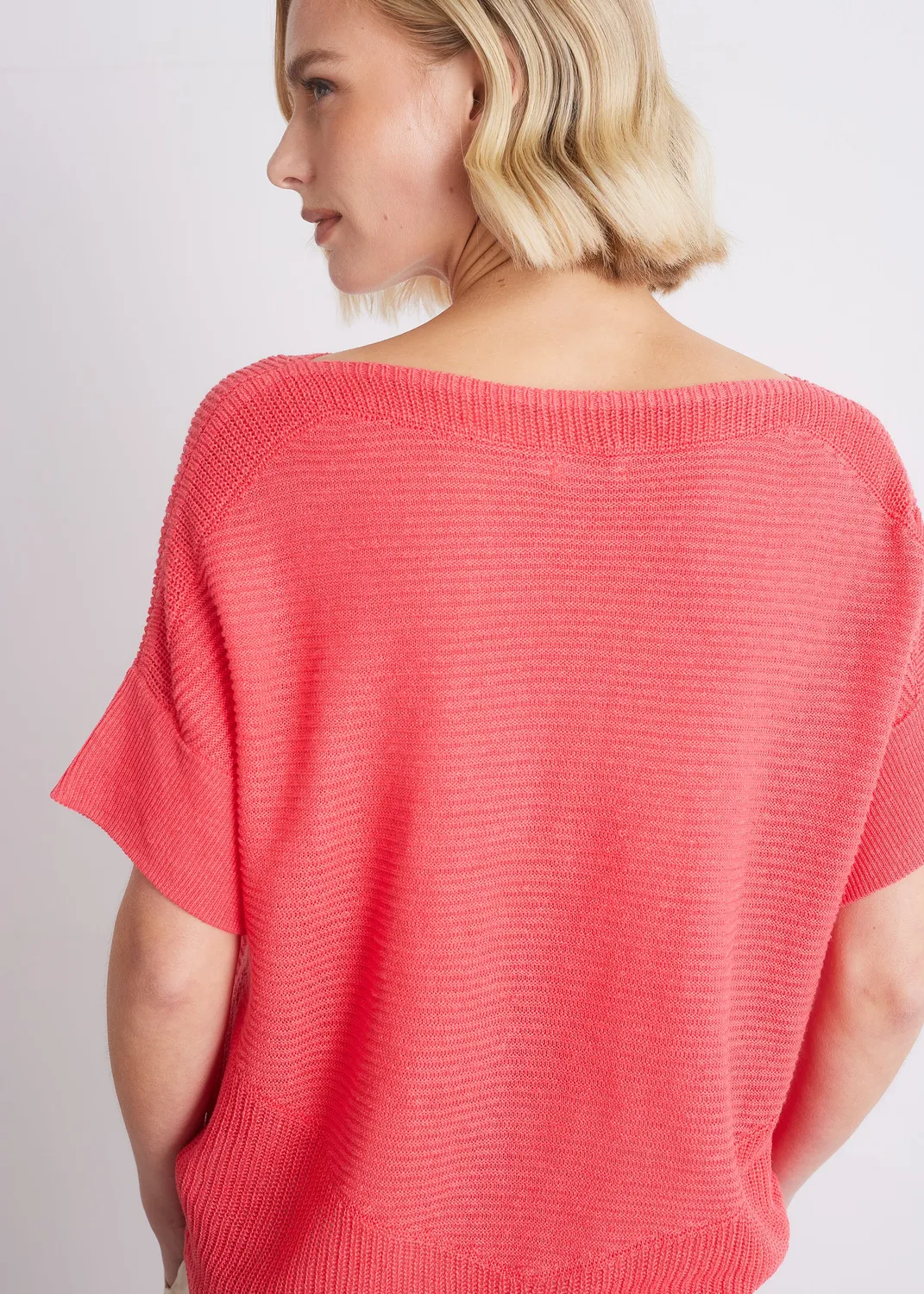 Senatex Strickshirt reines Leinen Grenadine kurzarm