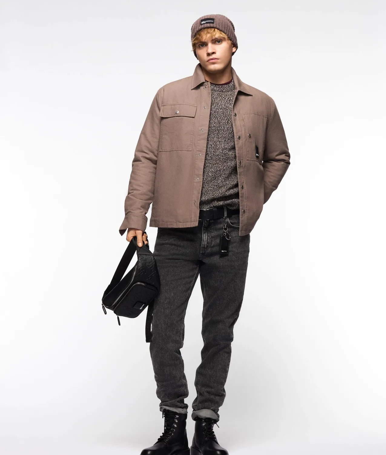 Karl Lagerfeld KL Jeans Canvas Overshirt Jacke leicht wattiert