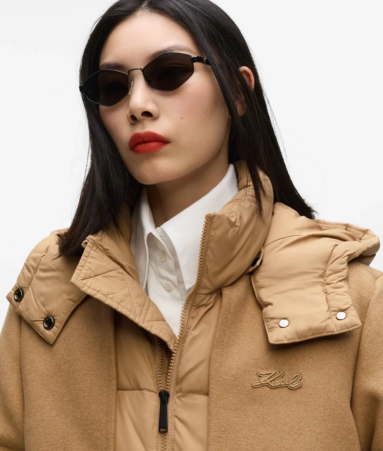 Karl Lagerfeld Belted Long Pufferjacke mit Gürtel
