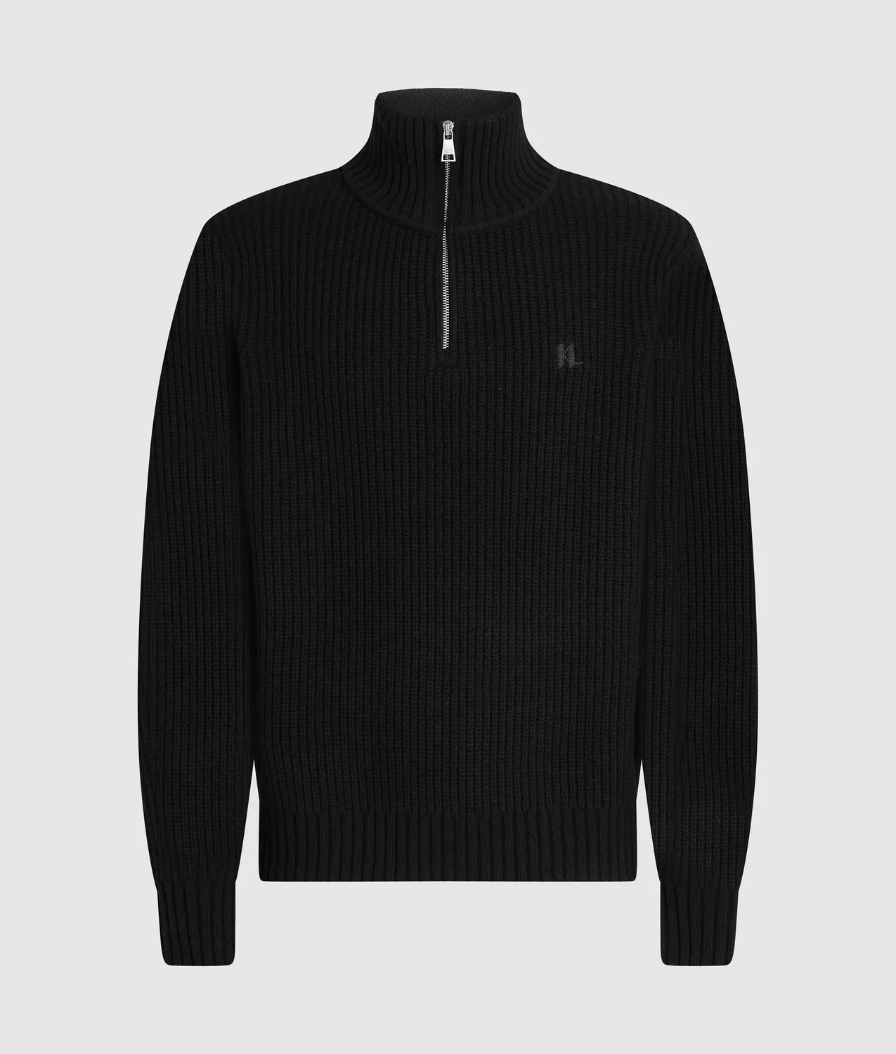 Karl Lagerfeld Half-Zip Turtleneck Pullover Lammwolle gerader Schnitt