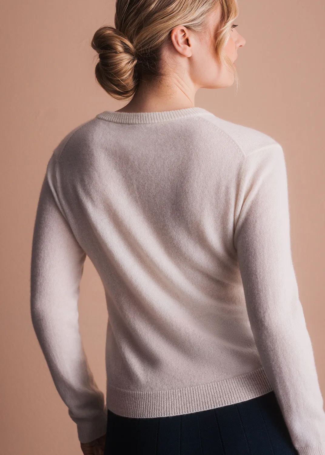 Senatex Kaschmirpullover Knopfleiste Cream Slim Fit