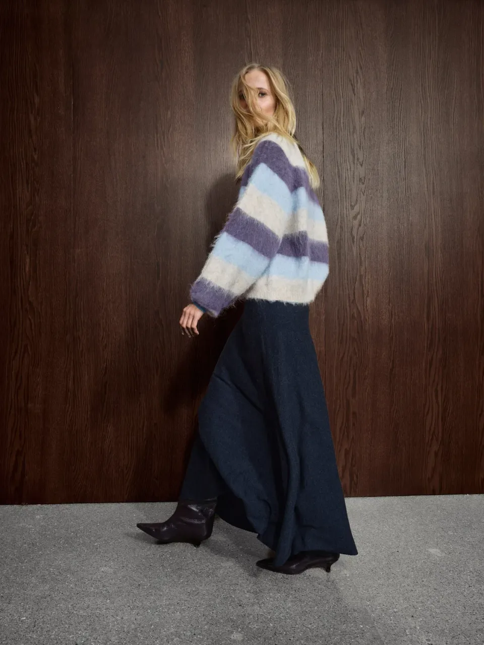 Mos Mosh MMSeva Knit Skirt Salute Navy Strickrock Wolle