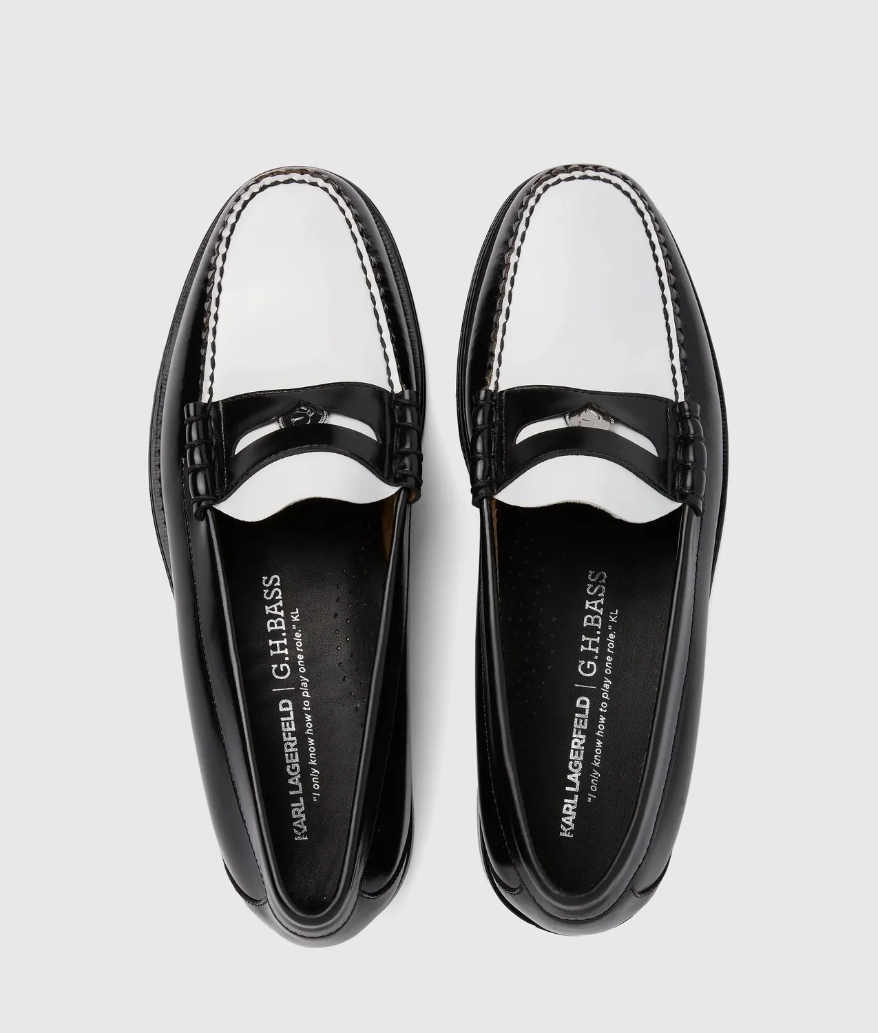 Karl Lagerfeld x G.H.Bass Penny Loafer Leder schwarz-weiß
