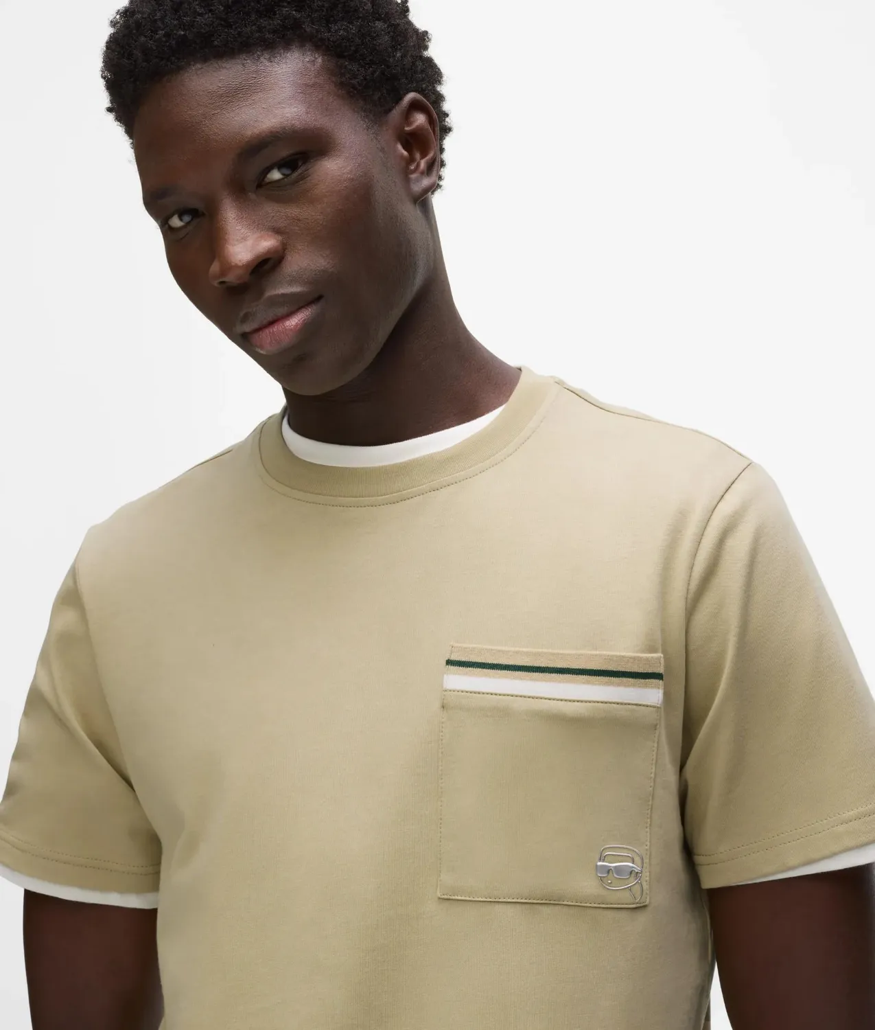 Karl Lagerfeld Ikon Stripe Pocket T-Shirt Bio