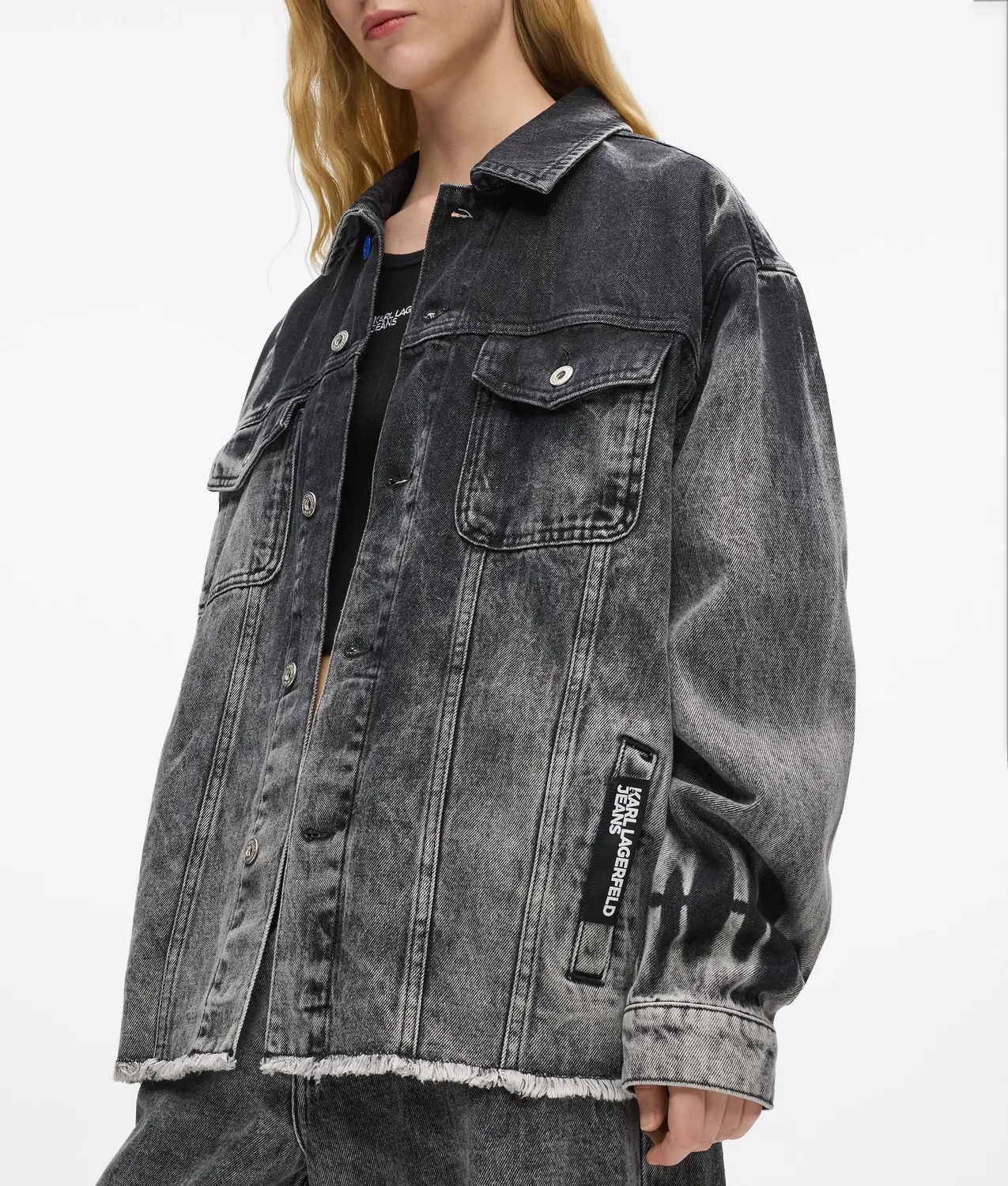 Karl Lagerfeld KL Jeans Jeansjacke Bleached Raw-Hem