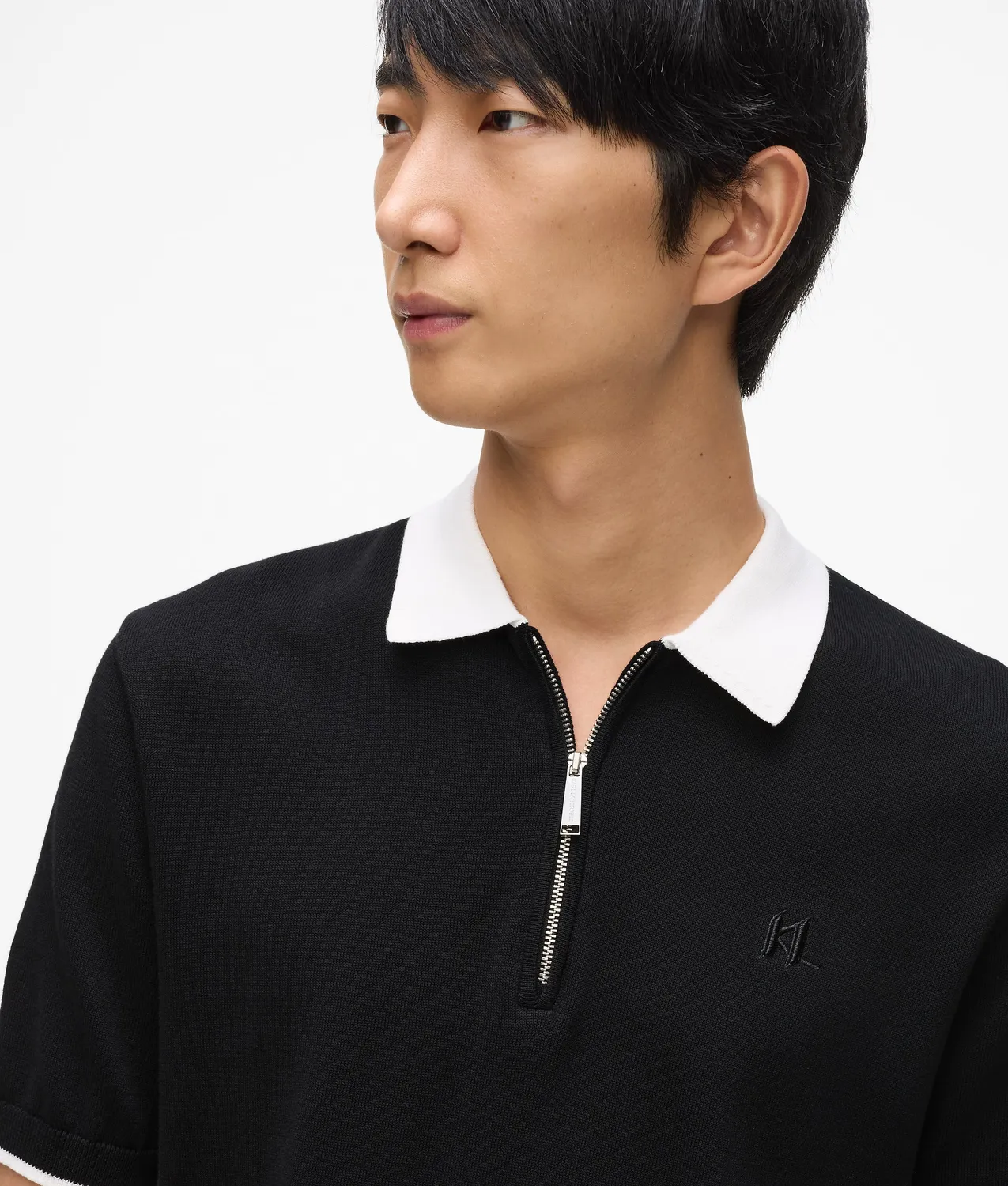 Karl Lagerfeld Contrast Collar Polohemd mit Zip