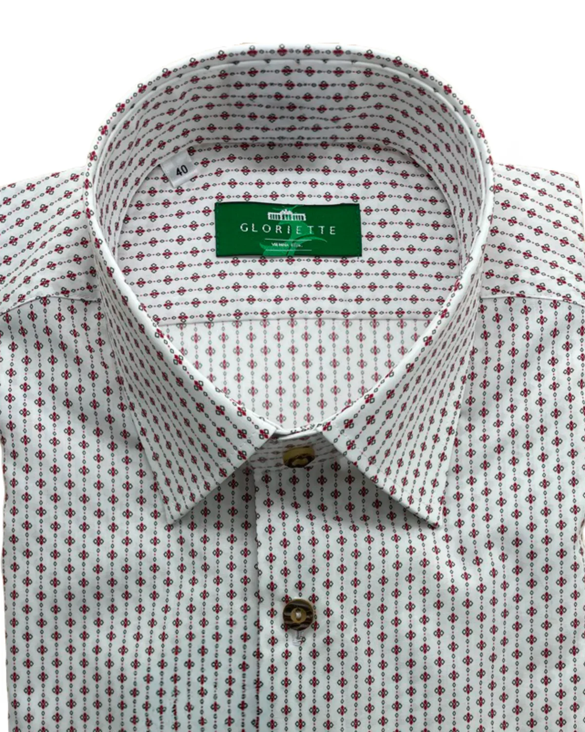 Gloriette Trachtenhemd Rot-Weiß Muster Fashion Fit Baumwolle
