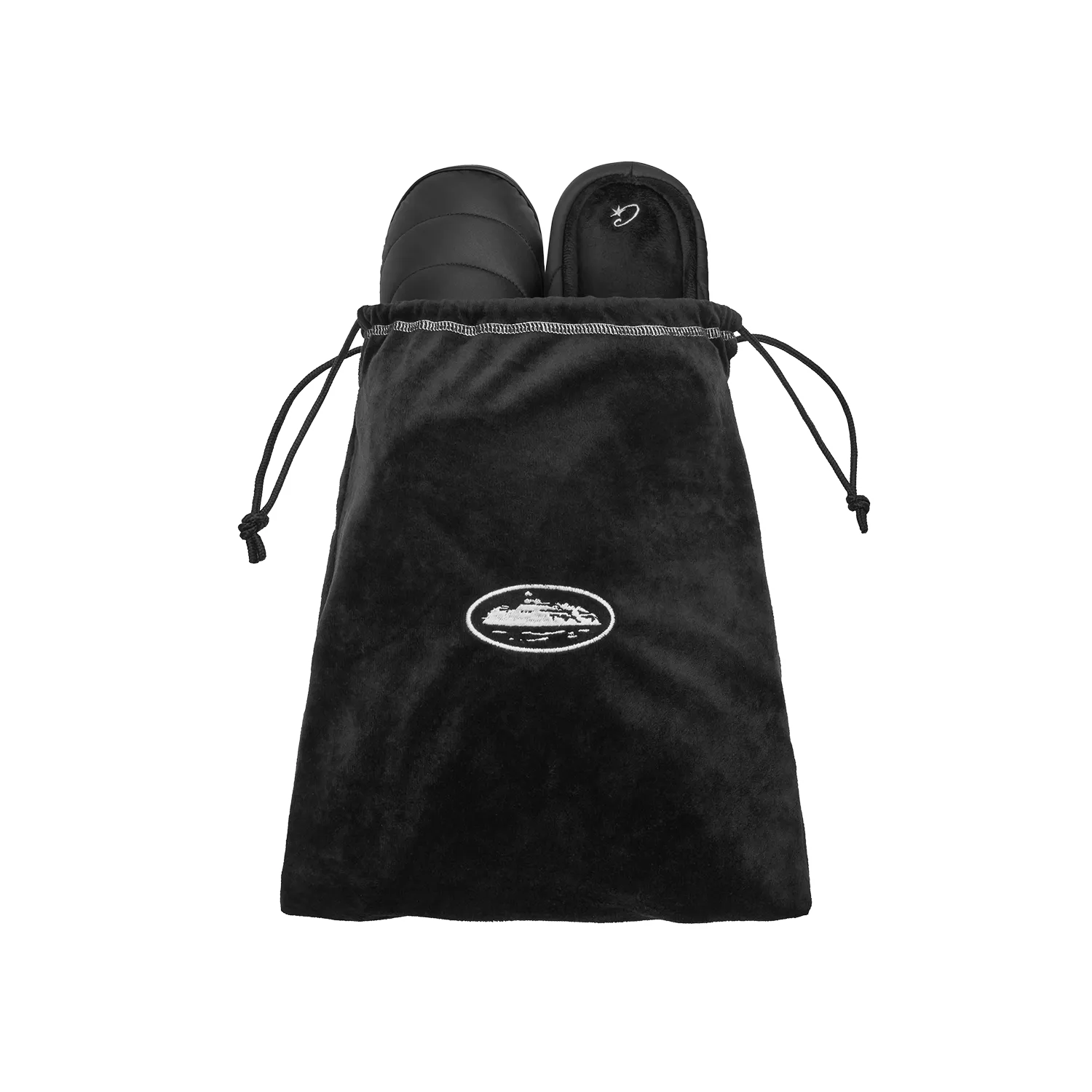 Corteiz Crib Crep Hausschuhe Schwarz Nylon