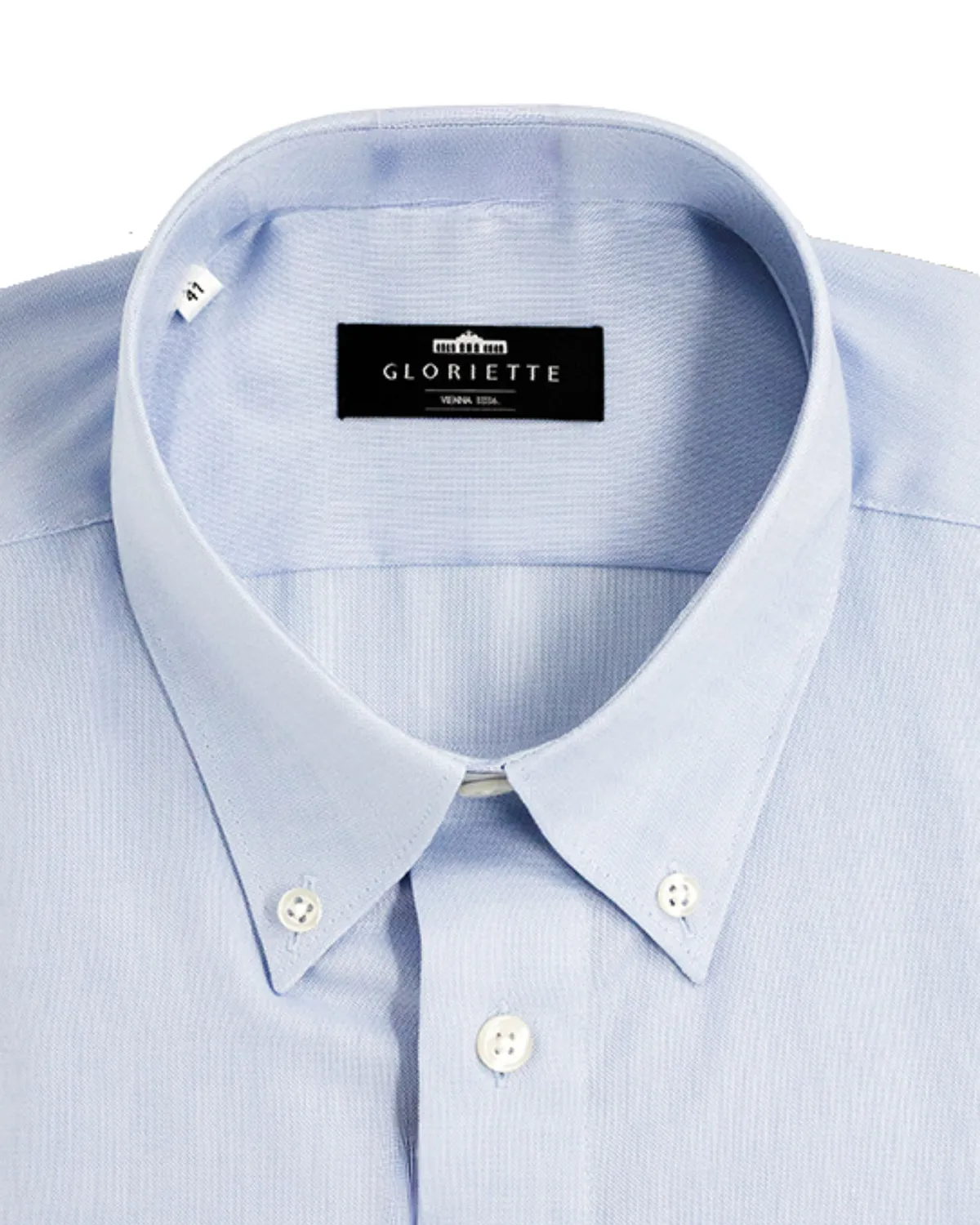 Gloriette Fein Oxford Button Down Hemd Herren Weiß Hellblau