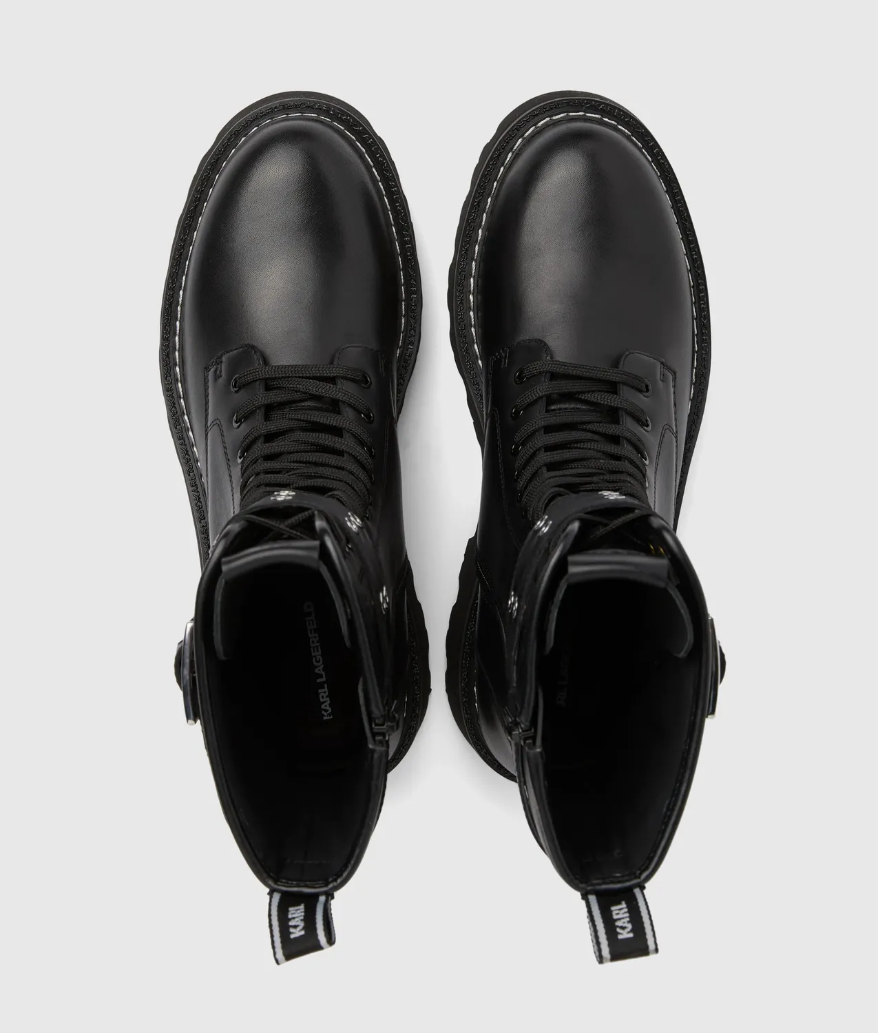 Karl Lagerfeld Kyla Schnürboots Leder Schnallen