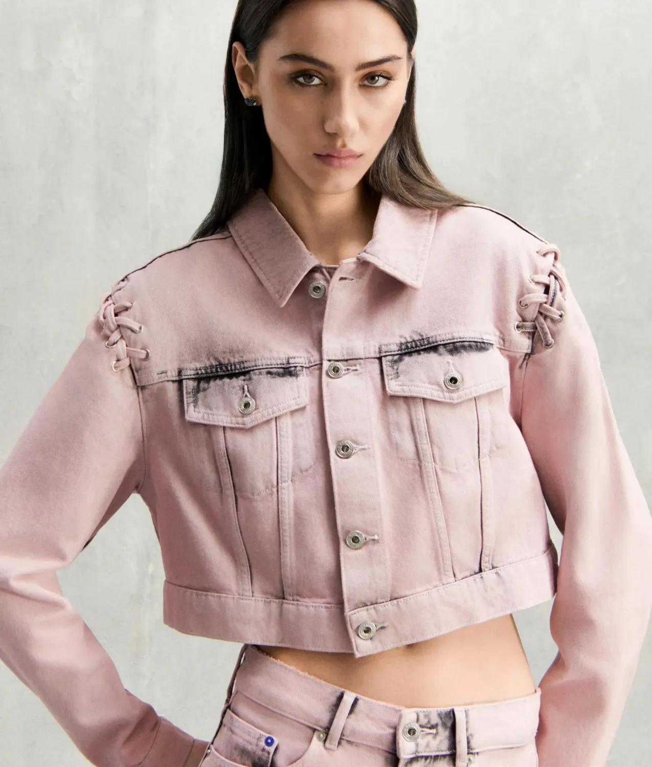 Karl Lagerfeld KL Jeans Lace Tie Jeansjacke S cropped