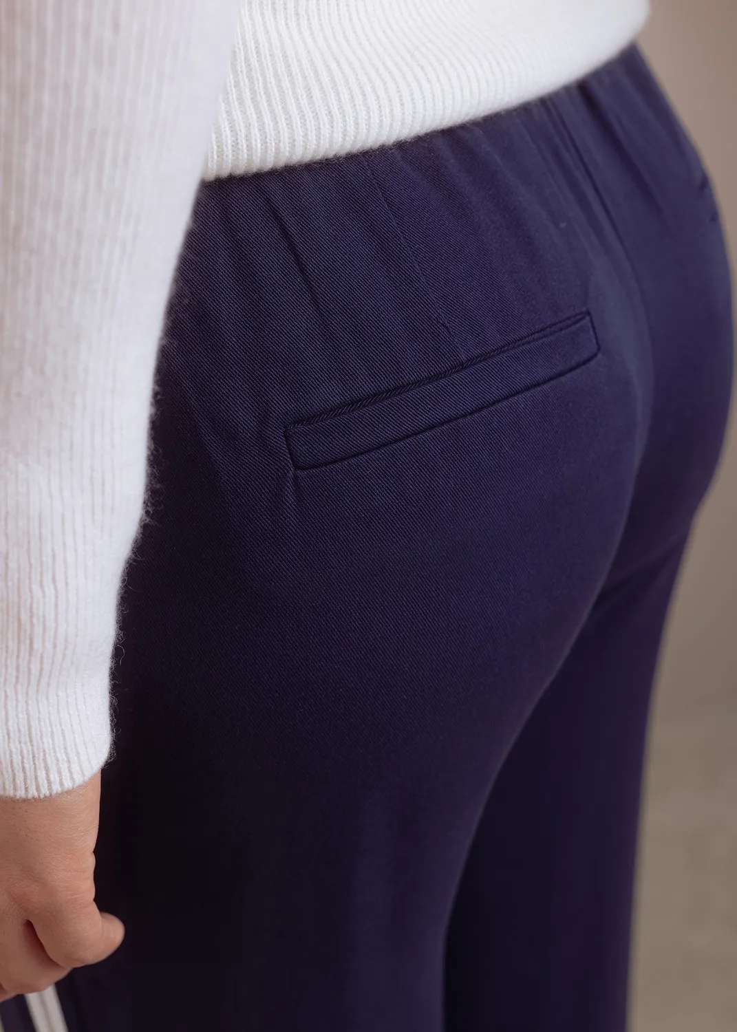 Senatex Weite Viskose Hose Navy mit Streifen