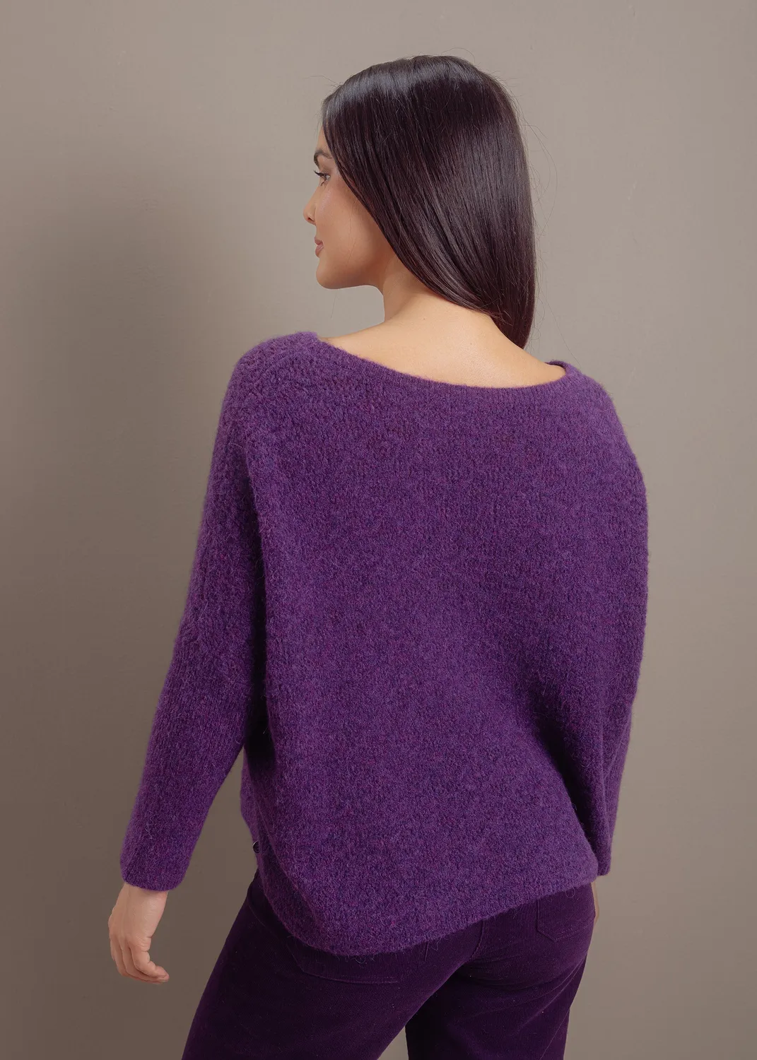 Senatex Pullover Alpaka-Woll-Mix Plum U-Boot-Ausschnitt