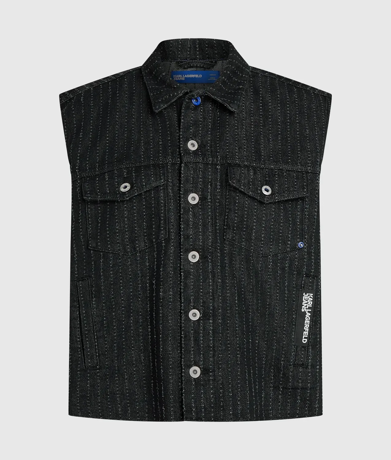 Karl Lagerfeld Pinstripe Denim Weste Herren M Nadel